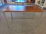 Walnut Effect Office Desk | Full Welded Grey Metal Frame - Rectangular 120cm Top