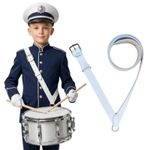 KIDS MARCHING DRUM SLING BELT WHITE LEATHER ADJUSTABLE DRUM STRAP SCHOOL BAND