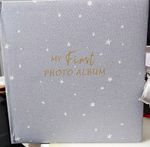 Primark My First Photo Album Baby Grey Star Print 4x6 Slip-In Book Bound