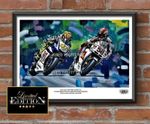 VALENTINO ROSSI MARCO SIMONCELLI limited edition print by Greg Tillett MotoGP A3