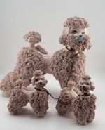Vintage Kreiss Pink Spaghetti Poodle Figurine 1950s Large Dog w Puppies