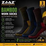 3 - 6 Pairs Men's Breathable  Heavy Duty Bamboo Work Socks Big Foot UK 3 - 20