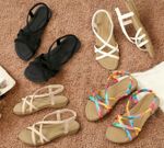 Women Sandals Faux Leather Slip On Slingback Open Toe Casual Comfy Summer Sandal