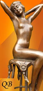 ART DECO BRONZE FIGURINE SCULPTURE STATUE AWAKENING LADY FIGURE D.H.CHIPARUS