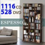 Brown Storage Shelf Rack Unit Free Standing Bookcase Video Games 1116 CD/528 DVD
