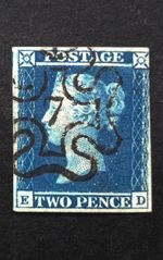 Queen Victoria GB 2d Blue SG.15 Used No.7 In MX 3/4 Margin Royal Blue Superb VF