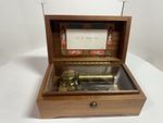 Vintage Reuge Swiss Music Box My Cup Runneth Over Walnut Glass Top Works