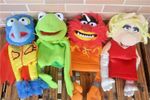 The Muppet Show Kermit the Frog Gonzo  Animal Miss Piggy plush puppet 4PCS