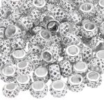 100 Pcs Large Hole Bead, 12mm Rhinestone European Beads (White)