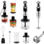 4 in 1 Hand Immersion Blender, 2000W 12 Speed Handheld Blender with 700ml
