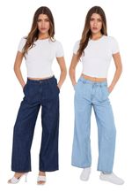 Ladies EXM&S Pur Una High Waisted Elasticated Wide Leg Jeans Denim