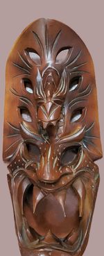 Vintage Wooden Carved Mask Tribal Mask Filipino Ifugao Bakunawa Demon Dragon.