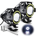 LED Motorcycle Motorbike Driving Fog Spot Lights  Angel Eye Halo Rings Headlight