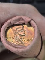 1958 P Lincoln Wheat Cent Penny Roll 50 Coins Rainbow Toned Ender