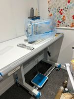 JACK H2 Industrial Lockstitch Sewing Machine Head on Table, Electronic Control