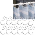 ɪ12Pcs 8 Beads Double Glide Hanging Hook Bathroom Shower Curtain Hooks