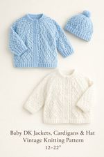 Knitting Pattern 12-22" Baby Boy Girl DK Jackets Cardigans Hat Set Pattern Only