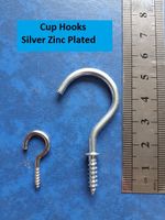 CUP HOOKS Screw In Silver (Zinc) Large / Small - Kitchen Mug Ceiling Peg