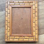Vintage Bamboo ? style Photo Frame Boho Mid Century Tile Design Wood Stand MCM