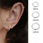 8/10/12mm Small Hinged Hoop Huggie Ear Earrings Women Men х△ эн A4T5 W5C1 I C7U5