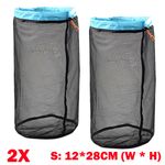 2PC 12cm*28cm Mesh Storage Bag Drawstring Bags Stuff Sack Traveling Organizer