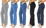Womens Side Elastic Waist Jeans Straight Leg Regular Fit 25" Leg Ladies