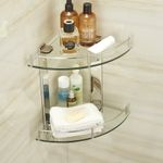 2 Tier Bathroom Corner Shelf Shelve Glass Shower Wall Mounted Storage Caddy Ace