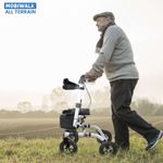 All Terrain Folding Rollator With Seat Walker Pneumatic Tyres Walking Aid