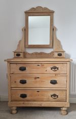 Antique Victorian Stripped Pine Solid Chest of Drawers Dressing Table