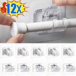 6x Curtain Rod Brackets Self Adhesive Shower No Drill Nail Free Pole Holder Home