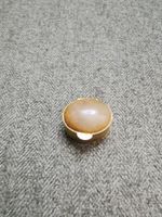 Vintage Gold Tone Metal Pill Box Trinket Box Ornate Engraved Agate Stone Lid