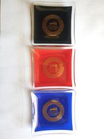 3 Souvenir Square Glass Ashtrays from the National Motor Museum G/C UK/ONLY