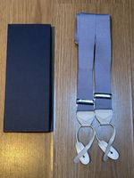 Albert Thurston Crayon Light Blue Mens Braces Silver Brass Slides (RRP £135)