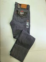 Levi's 501 Original Straight Fit Grey Dark Wash Denim Jeans Mens W32 L32 Button