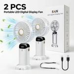 2pcs Mini Handheld Fan USB Rechargeable Portable Folding Desk Cooling Travel Fan