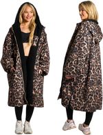 Oversized Stylish Drying Robe for Adults - Leopard Print, Waterproof & Warm