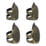 Sewing Thimble, 4 Pcs Metal Thimbles Adjustable for Hand Sewing, Copper Green