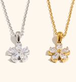 Stainless Steel Plated 18K silver Light Luxury Zircon Flower Pendant Necklace,UK