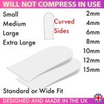 Heel Lift Raise Wedge, x2, Curved Sides, Small, Medium, Large, Extra Large
