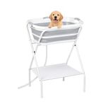2 in 1 Foldable Dog Bath Tub, Elevated Washing Station for Indoor Outdoor Use