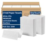 Luxury White 2ply Z Fold Paper Hand Towels MultiFold - Case of 3200 Napkins