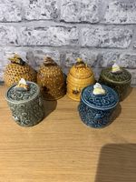 6 Collectible Vintage Honey Pots Secla Bees with Lids Job Lot Bundle of 6