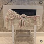 Crochet Moses Basket with mattress Cream/Pink  '5-6 weeks delivery' NOT STAND