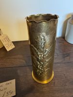 WWl Hand Hammered Artillery Shell Trench Art Vase France 1916