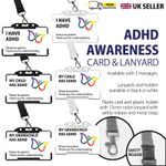 ADHD Awareness Card and Lanyard - 3 styles - 2 colours to choose from