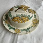 Scottish China Hand Painted Butter Dish Monogram On Base