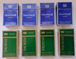 8 empty vintage cigarette packs - 4 Dorchester Superkings & 4 Mayfair King Size.
