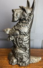 Vintage Large Heavy Black Cast Iron Scottie Terrier Dog Door Stop