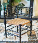 Antique Ebonized Rush Woven Seat Corner Chair Morris Sussex Style Arts & Crafts