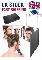 3 Way Trifold Haircut Mirror HD Barber Mirror Adjustable Hook for Self Cutting